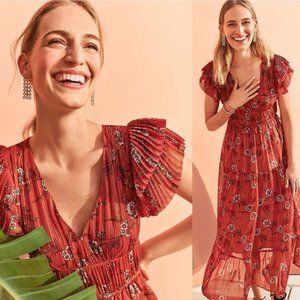 Ann Taylor |  Shimmer Floral Flutter Maxi Dress